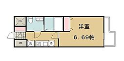 西武池袋線 西所沢駅 徒歩2分の賃貸マンション 14階1Kの間取り