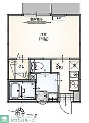西武拝島線 小川駅 徒歩5分の賃貸アパート 1階1Kの間取り