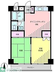 西武池袋線 中村橋駅 徒歩7分の賃貸マンション 3階2DKの間取り