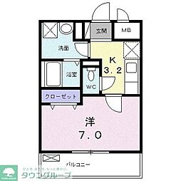ウィステリア 1Kの間取図画像