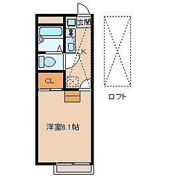 レオパレスウエストサイド白山 1Kの間取図画像