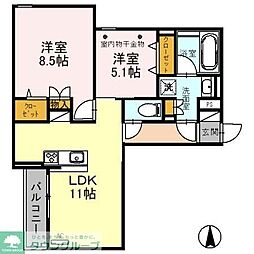 D-residence所沢 2LDKの間取図画像