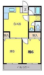 クラルテ・元町 2DKの間取図画像