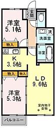 サンハイツ11 2LDKの間取図画像