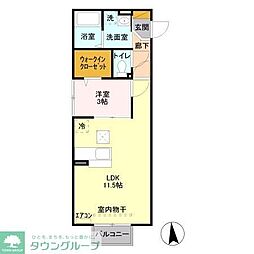 サンクテュエール2 1LDKの間取図画像