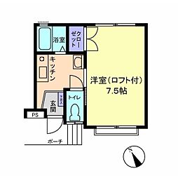 信開セルーラ大町 1Kの間取図画像