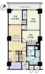 信開アーバンシティセントラル棟 2LDKの間取図画像