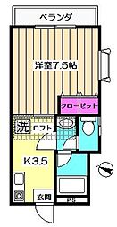 吉野コーポ 1Kの間取図画像