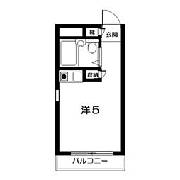 自由ヶ丘ガーデン ワンルームの間取図画像