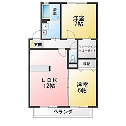 メルベーユK 2LDKの間取図画像