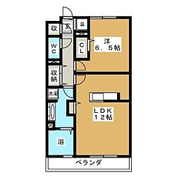 プレジャー 1LDKの間取図画像