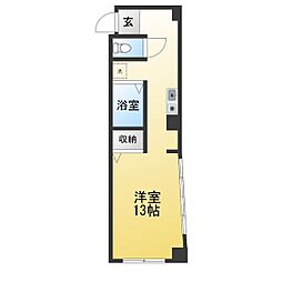 北川ビル ワンルームの間取図画像