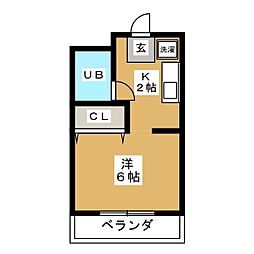 グランドメゾン本中山 1Kの間取図画像