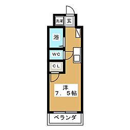 サンヒルズ川岸 ワンルームの間取図画像
