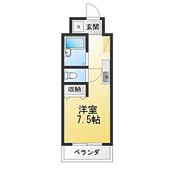 サンヒルズ川岸 ワンルームの間取図画像