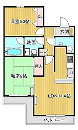 ランビニオン 2LDKの間取図画像