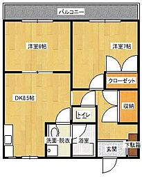 ハイツMII　A 2階2DKの間取り