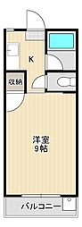 ヴィラ稗田 1Kの間取図画像