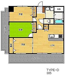 スカイヒルズ清末 3LDKの間取図画像