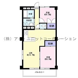 マンションニュー行徳第4 2LDKの間取図画像