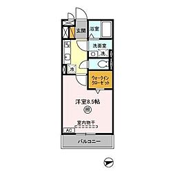ボナール壱番館 1Kの間取図画像