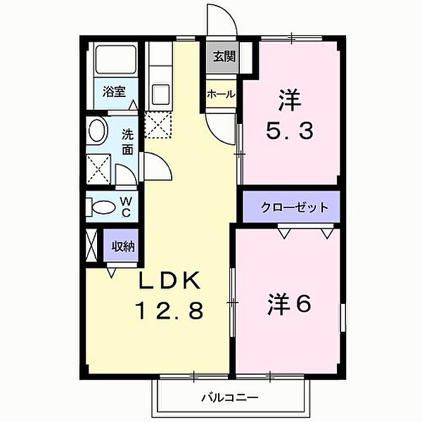 茨城県水戸市千波町(賃貸アパート2LDK・2階・52.17㎡)の写真 その2