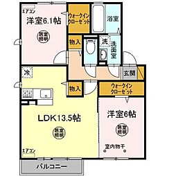 クロノスE 2LDKの間取図画像