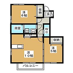 ハイブリッジ1 2LDKの間取図画像