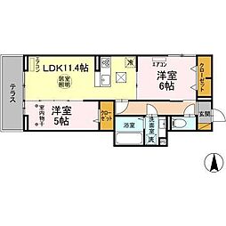 NobleFerroB 2LDKの間取図画像