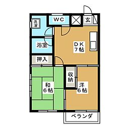 サニーパレス新松戸 2DKの間取図画像