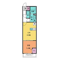 Peach 1LDKの間取図画像