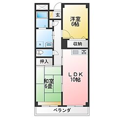 レジデンス新松戸 2LDKの間取図画像