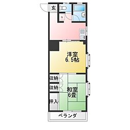 メゾン梅沢きよしケ丘 2DKの間取図画像