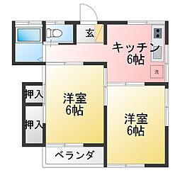 香コーポ 2DKの間取図画像