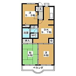 グランドール北小金 3DKの間取図画像