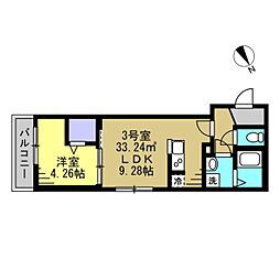 Ajour新松戸02 1LDKの間取図画像