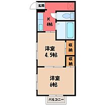 太陽マンション105棟  ｜ 栃木県宇都宮市鶴田町（賃貸アパート2K・2階・30.00㎡） その2