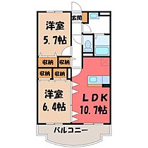 ユーミーグレース  ｜ 栃木県塩谷郡高根沢町大字宝積寺（賃貸マンション2LDK・5階・55.51㎡） その2