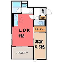 Anatoli  ｜ 栃木県小山市駅東通り2丁目（賃貸アパート1LDK・3階・33.33㎡） その2