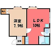 コーポ山本  ｜ 栃木県小山市城北4丁目（賃貸アパート1LDK・2階・39.62㎡） その2