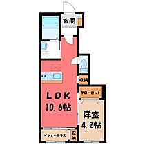 アーバンハウス  ｜ 栃木県小山市城西1丁目（賃貸アパート1LDK・1階・42.15㎡） その2