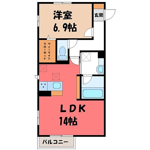 パインディライト ｜栃木県小山市若木町2丁目(賃貸アパート1LDK・1階・50.76㎡)の写真 その2