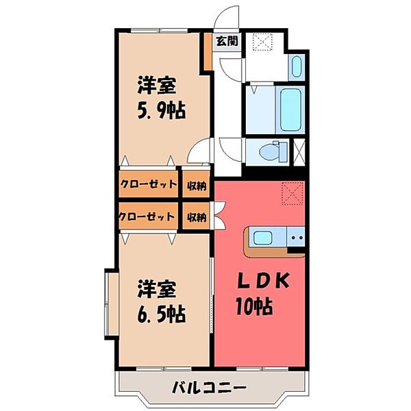 Y＆M PisoRayo ｜茨城県結城市大字結城(賃貸マンション2LDK・1階・53.66㎡)の写真 その2