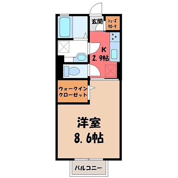 シャ・ブラン ｜栃木県小山市駅東通り3丁目(賃貸アパート1K・2階・30.03㎡)の写真 その2