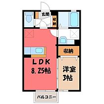 グランサリックス Ｅ  ｜ 栃木県小山市若木町2丁目（賃貸アパート1LDK・1階・29.25㎡） その2