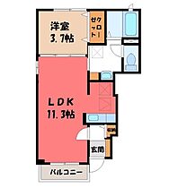 フィランソロピー2 B  ｜ 栃木県下都賀郡壬生町大師町（賃貸アパート1LDK・1階・37.13㎡） その2