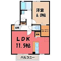 ベルウィル・メゾン A  ｜ 栃木県宇都宮市針ケ谷1丁目（賃貸アパート1LDK・1階・44.18㎡） その2