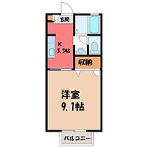 エーデル桜 B  ｜ 栃木県宇都宮市平松町（賃貸アパート1K・2階・28.20㎡） その2