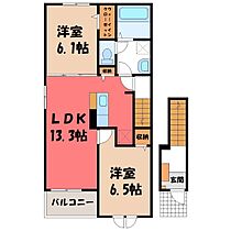 エムズサニーガーデン 27  ｜ 茨城県筑西市門井（賃貸アパート2LDK・2階・59.55㎡） その2