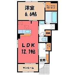 ラ・フランセ22 1階1LDKの間取り